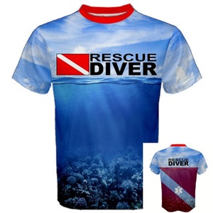 Rescue Diver Flag Ocean Water Unique Graphic T-shirt