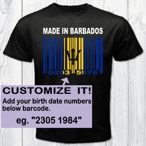Made in Barbados Barcode Flag Personalized T-shirt