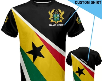 Nombre personalizado Bandera de Ghana Escudo de armas Camiseta para hombres o niños
