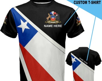 Custom Name Chile Flag Coat of Arms Men's & Kids T-shirts