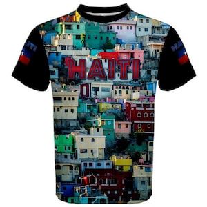 Colorfull Hillside Houses Beautifull Haitian T-shirt