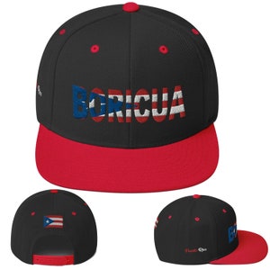 Boricua Puerto Rico Flag Embroidered Snapback Hat