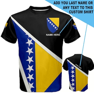 Benutzerdefinierter Name Bosnien und Herzegowina Flagge Wappen Männer oder Kinder T-shirt