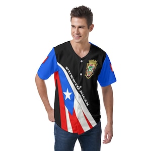 Puerto Rico Men&#39;s Short Sleeve Baseball Jersey