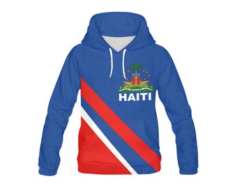 Drapeau d'Haïti Pullover Blason Noir Rouge Sweat à capuche