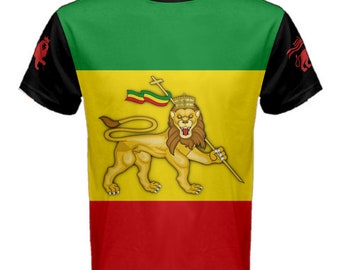 Lion of judah Ethiopia Africa Coat of Arms Flag T-shirt