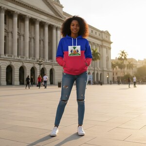 Haitian Flag Haiti Coat of Arms Pullover Hoodie Men's Women's (Kid's Drawstring-free Hoodie) Womens