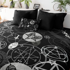 Occult Symbol Satanic Supernatural Witch Witchcraft Black Magic Duvet Cover Bed Set