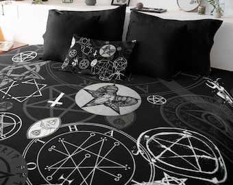 Simbolo occulto Satanico Soprannaturale Strega Stregoneria Black Magic Copripiumino Copriletto Set letto