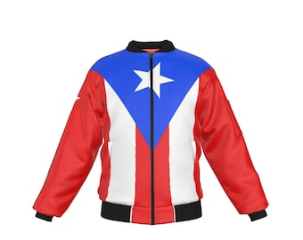 Puerto Rico Flag Men's Army Military Flight Bomber Jacket