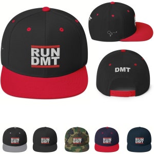 Czapka z daszkiem RUN DMT Snapback dla mężczyzn | Czapka bejsbolówka z haftem psychodelicznym | Czapka z prezentem na festiwal psychodeliczny | Regulowana czapka z daszkiem