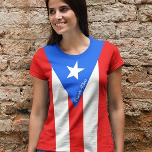 Puerto Rico Flag Women&#39;s Crew or V neck T-shirt