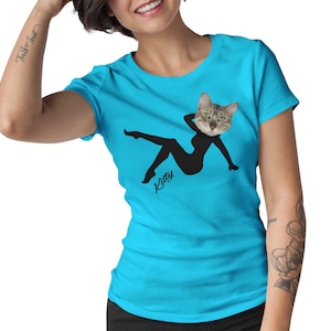 Custom Cat or Pets Face and Name Personalized Cute Funny T-shirt
