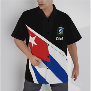 Men&#39;s Cuba With Button down/up Cuban Flag Hawaiian Style Shirt