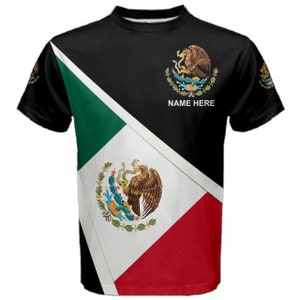 Benutzerdefinierte Name Mexiko Flagge Wappen Herren oder Kinder T-Shirt