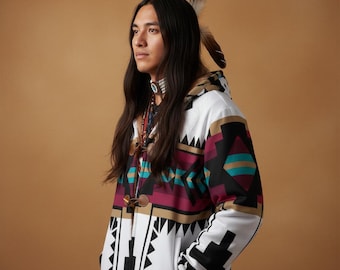 Abrigo de vellón tribal azteca - Chaqueta indígena