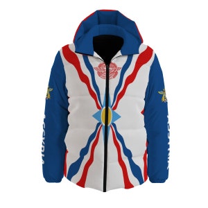 Assyrian Flag Coat of Arms Men&#39;s Down Puff Jacket