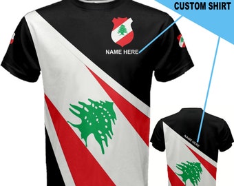 Custom Name LEBANON Flag Coat of Arms T-shirt
