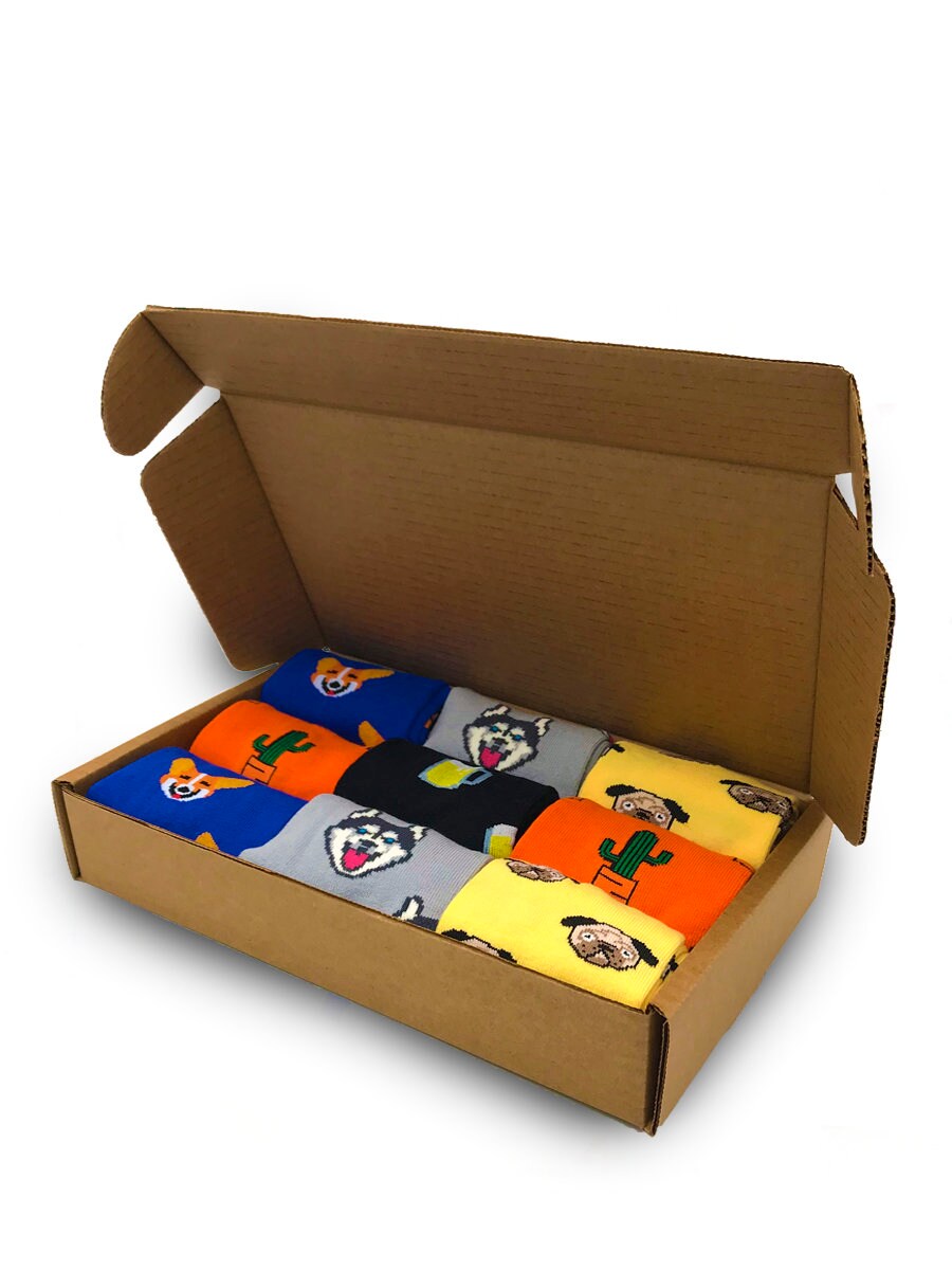 Box of 9 Pair Socks With Funny Design Etsy