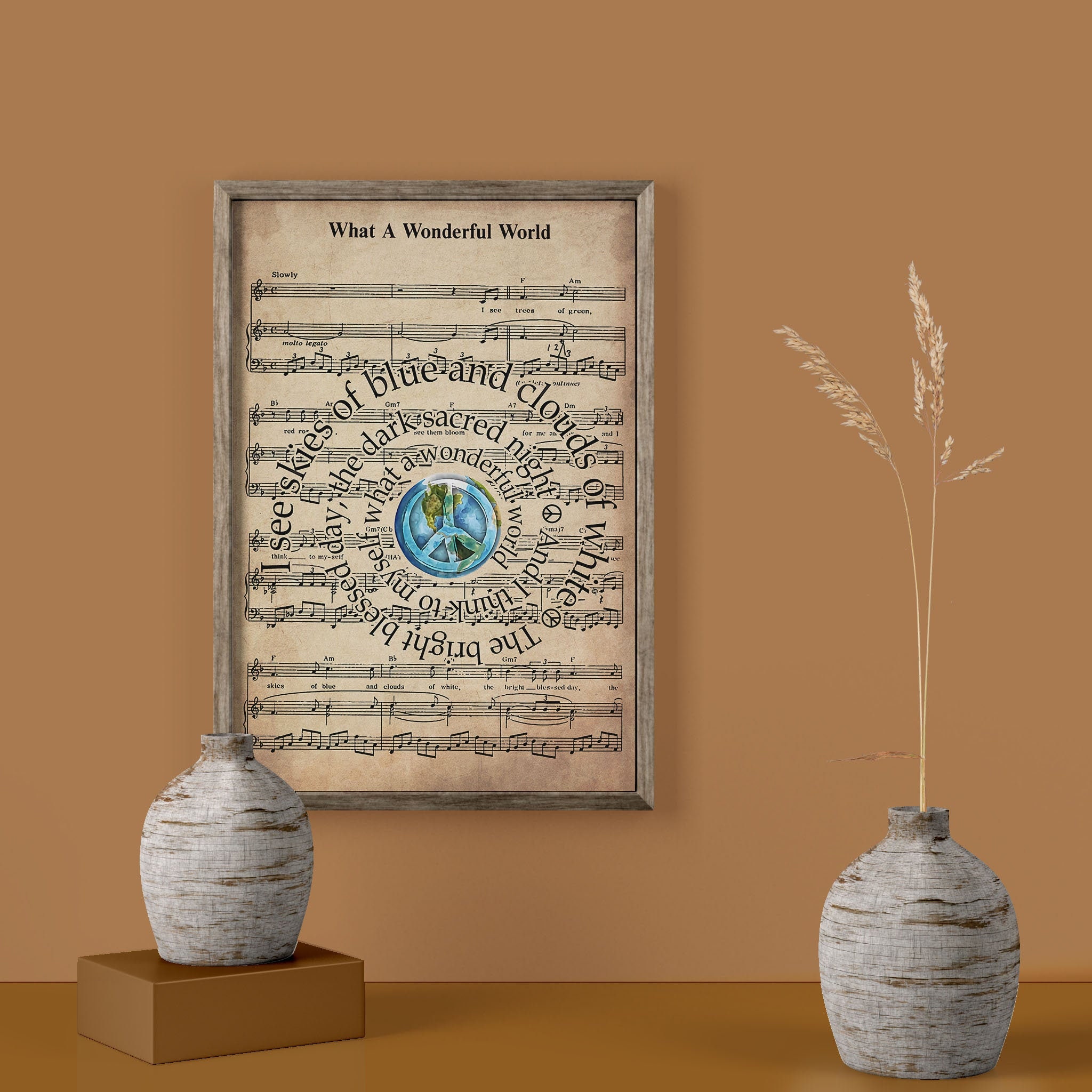 What A Wonderful World poster Louis Armstrong Song Print Etsy