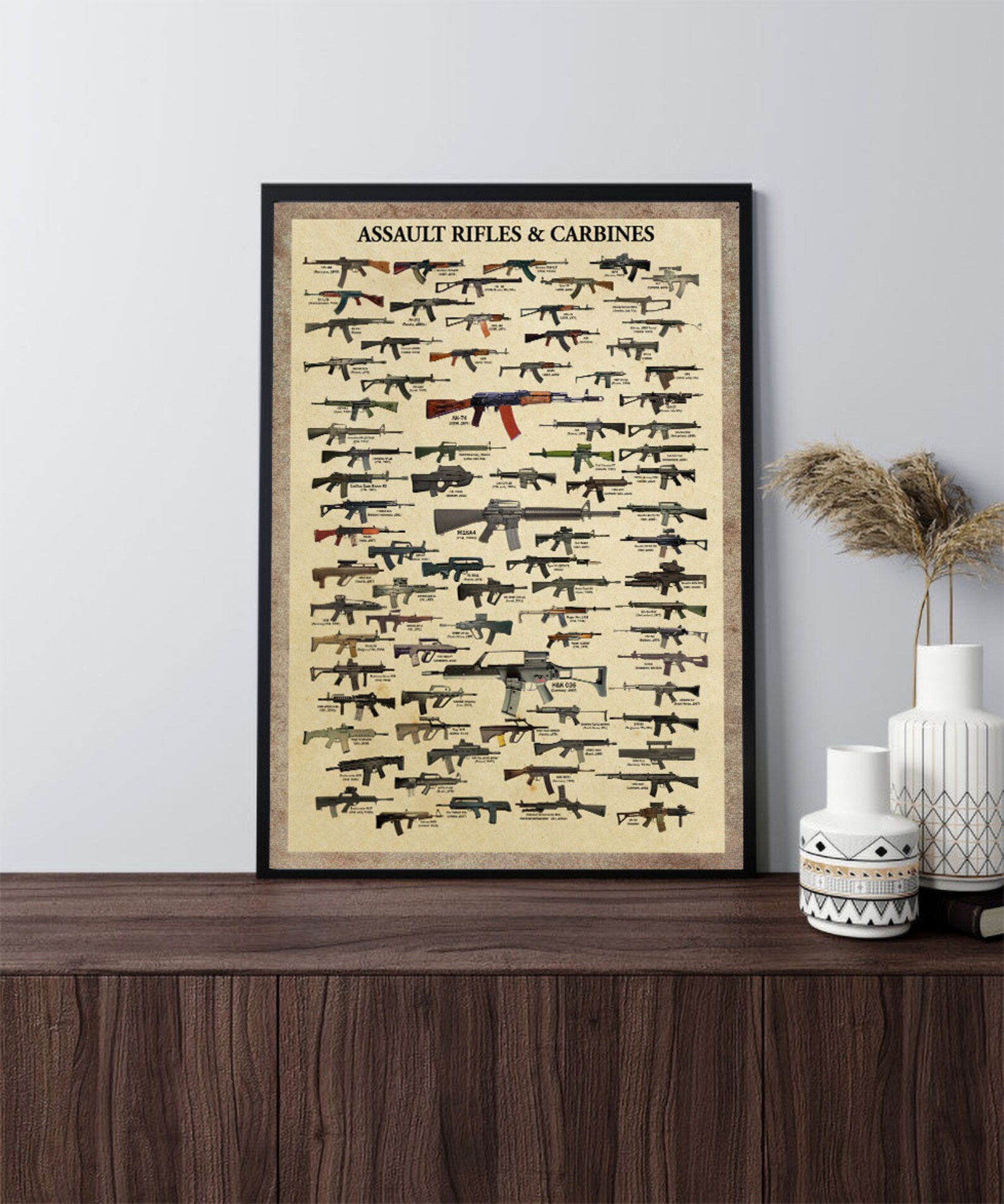 Assault Rifles and Carbines poster Vintage Gun poster World Etsy