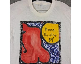 VTG Shirt Adul XL White Dance Theater 89 80s USA Made Fruit Loom Single Stitch