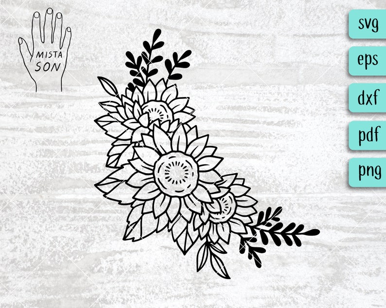 Download Sunflower Border SVG Sunflower Cut file Floral Cut file | Etsy