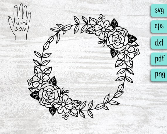 Download Floral Wreath Svg Floral Wreath Png Floral Svg File Floral Cut File Flower Frame Circle Wreath