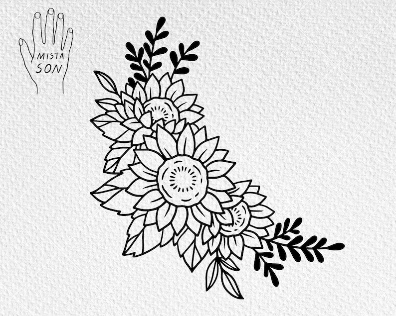 Download Sunflower Border SVG Sunflower Cut file Floral Cut file | Etsy