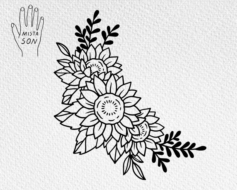 Download Sunflower Border SVG Sunflower Cut file Floral Cut file | Etsy