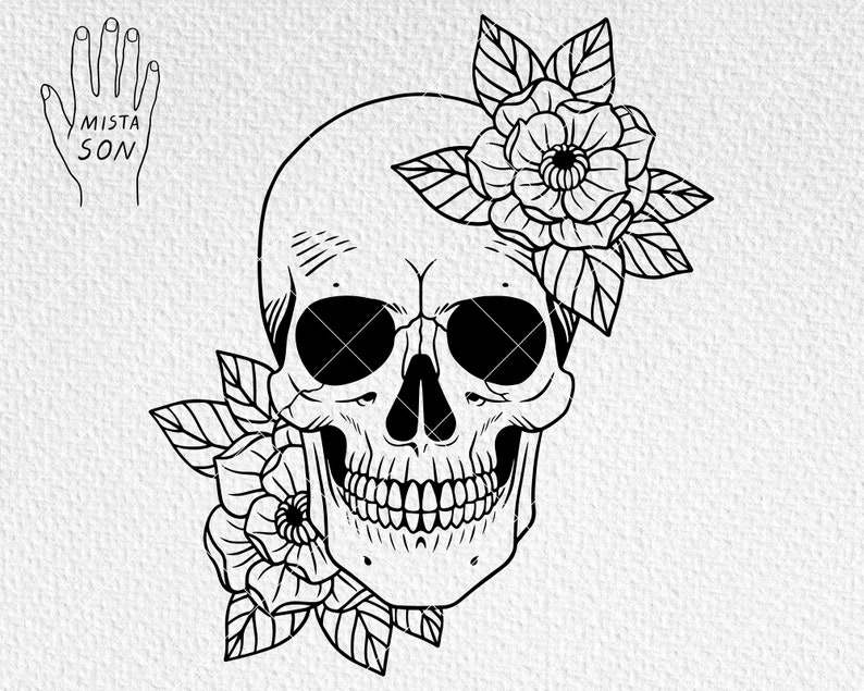Download Floral Skull SVG Skull Flowers PNG Skull SVG file Skull Cut | Etsy