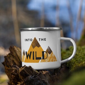 Outdoors Enamel Mug / Camping Coffee Mug / Travel Mug / Gift for Him / Gift for Her / Gift for Camper / Mountain Mug / Adventure Mug/ Nature