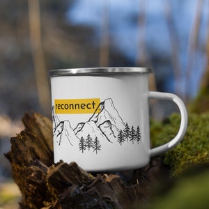 Outdoors Enamel Mug / Camping Coffee Mug / Travel Mug / Gift for Him / Gift for Her / Gift for Camper / Mountain Mug / Adventure Mug/ Nature