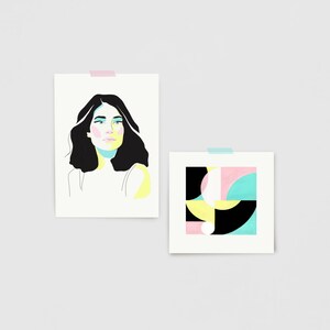 Paint by number kit - Shapes and Colours Duo Set - DIY Art Kit - Unique Gift