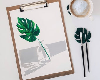 Paint by numbers - Painting Kit - Monstera Leaf - Minimalistic DIY Art Kit - Great Gift