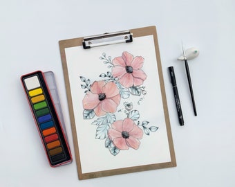 Anemone Blooms Watercolour Kit - DIY Botanical Art - Unique Valentine Gift