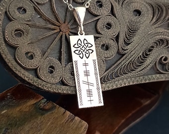 Personalized Ogham Pendant, Irish Jewelry, Celtic Jewelry, 925 Sterling Silver Custom Made Ogham Name Necklace, Celtic Ogham Necklace