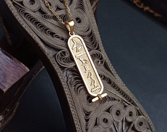 Egyptian God Anubis Cartouche Necklace, Hieroglyph Necklace Jewelry, Custom Made Necklace, 925 Sterling Silver Egypt Necklace with Name