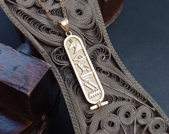 Egyptian God Anubis Cartouche Necklace, Hieroglyph Necklace Jewelry, Custom Made Necklace, 925 Sterling Silver Egypt Necklace with Name