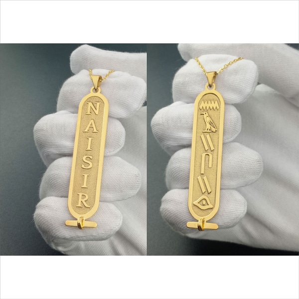 Egypt Cartouche Necklace, Two Sided Hieroglyph Necklace Jewelry, Egypt Jewelry, 925 Sterling Silver Custom Made Egyptian Name Pendant