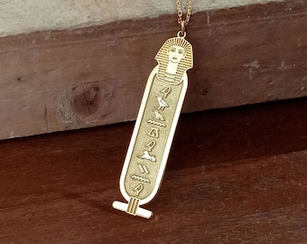 Egyptian Cleopatra Cartouche Necklace, Hieroglyph Name Necklace Jewelry, Custom Made Necklace, 925 Sterling Silver Egypt Necklace with Name