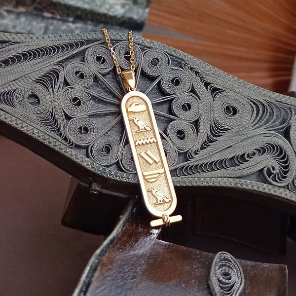 Ägypten Kartusche Halskette, Hieroglyphen Halskette Schmuck, Ägypten Schmuck, maßgeschneiderte Halskette, 925 Sterling Silber Ägyptischer Namensanhänger