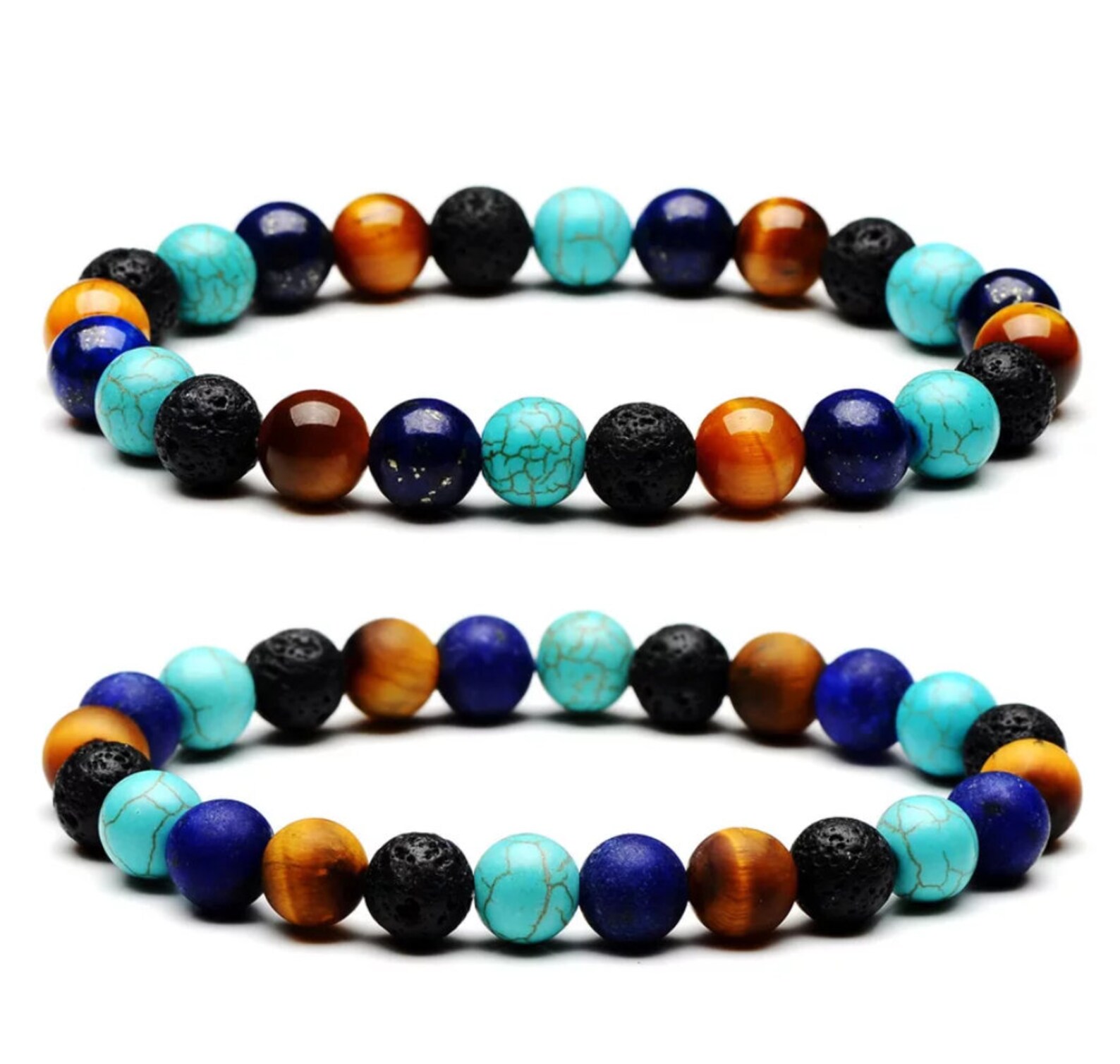 8MM Energy Bracelets Round Ball Beads. Tiger Eye Black Lava Etsy