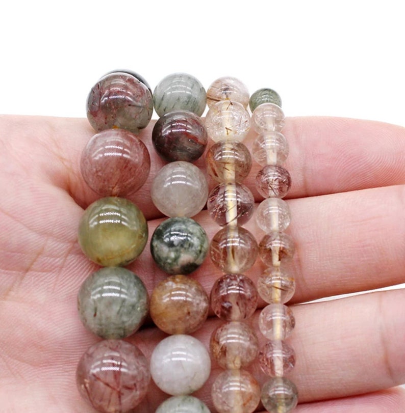 Natural Superior Quality Rutilated Quartz Gemstone Beads Needle Work Grade AAA+ 4681012mm Jewelry Making gemstone Beads