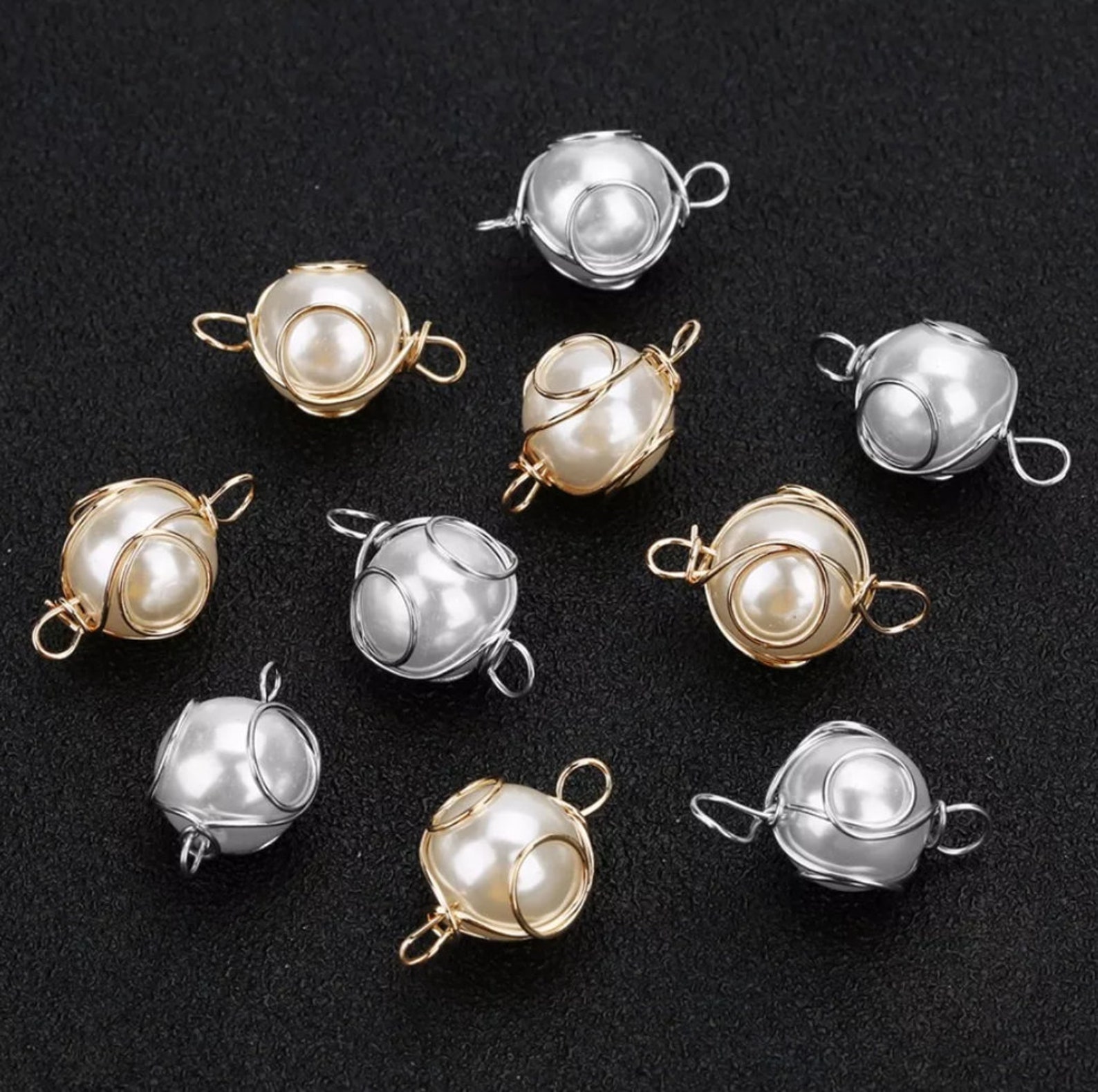 Pearl Charm Pendant. Pearl Connector. DIY Jewelry Making Etsy