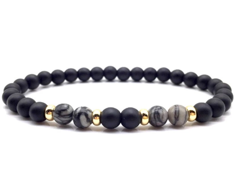 Lovers Gift Men Women Yoga Jewelry Gift Bracelet Natural Stone Bracelet Matte Black Gold Silver Charm Beads Bracelet Grade AAA+6mm