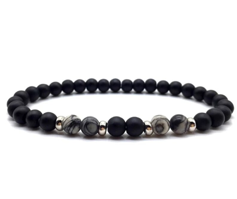 Lovers Gift Men Women Yoga Jewelry Gift Bracelet Natural Stone Bracelet Matte Black Gold Silver Charm Beads Bracelet Grade AAA+6mm