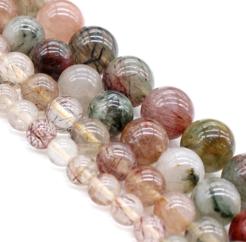 Natural Superior Quality Rutilated Quartz Gemstone Beads Needle Work Grade AAA+ 4681012mm Jewelry Making gemstone Beads