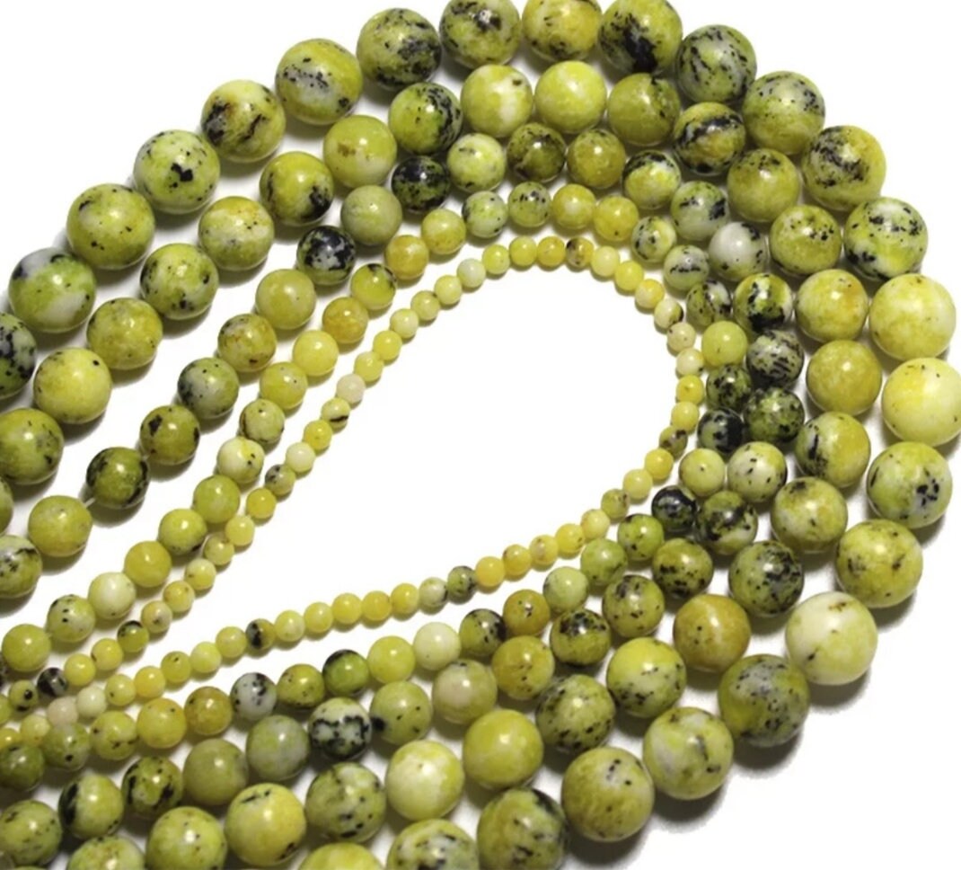 Natural Yellow Turquoise Beads. Smooth Beads. Round Beads. DIY Etsy UK