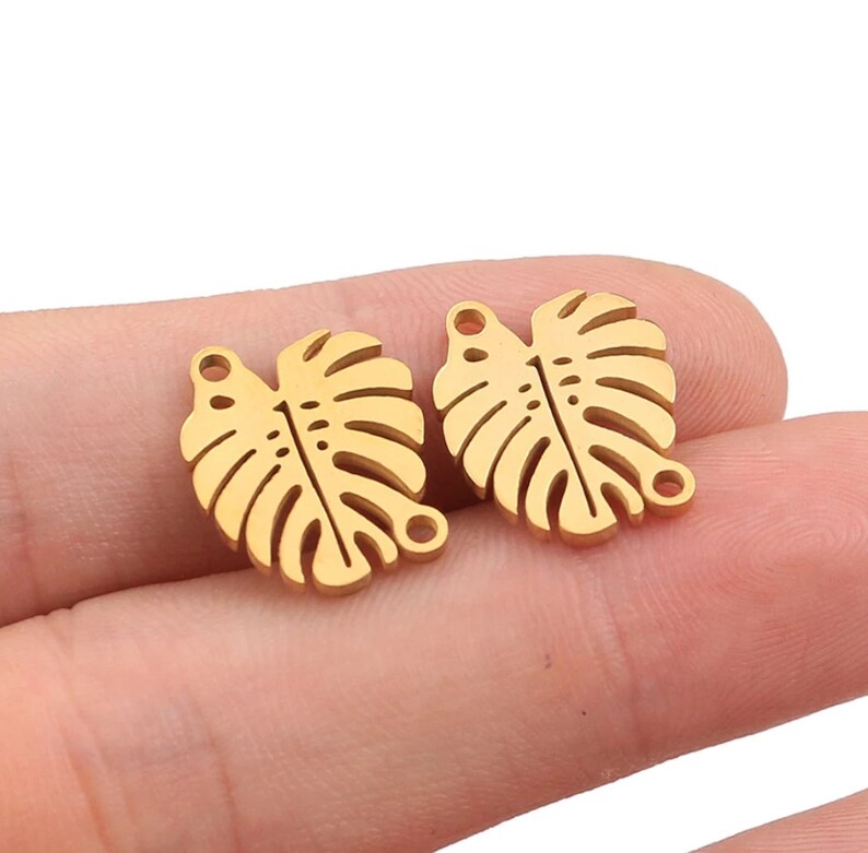 5pcslot Leaf Stainless Steel Connector Jewelry Making DIY Necklace Bracelet Connector Decoration Pendant Connector Women Jewelry Gift.